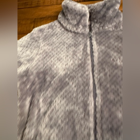 Columbia Textured Fleece Light Blue Gray Zip Front Jacket Size Small SUPER SOFT - Picture 7 of 9